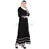 A-line casual abaya- Black with White strips
